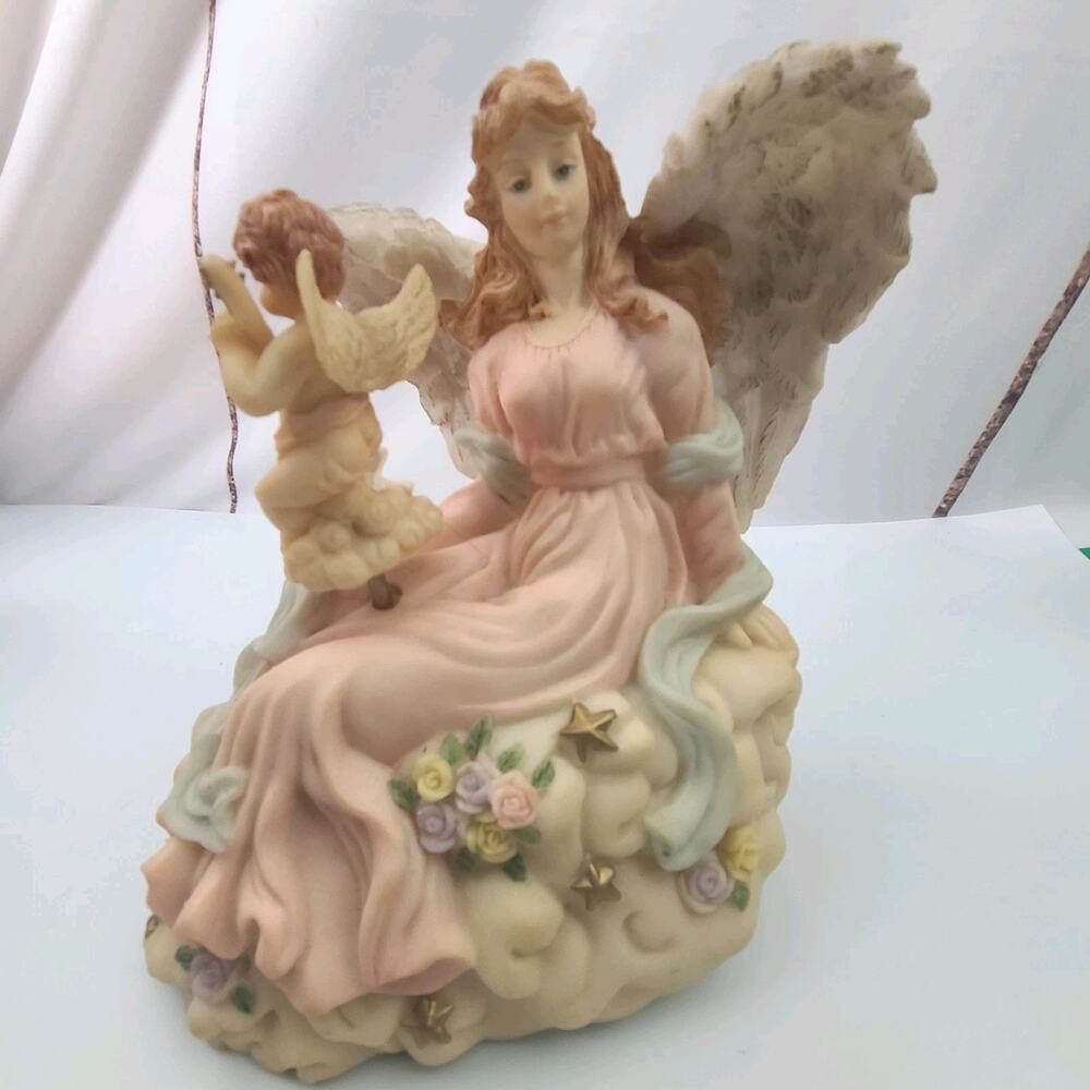 Vintage Jesus Angel Tune Always Music Box with Small turning Angel with Music